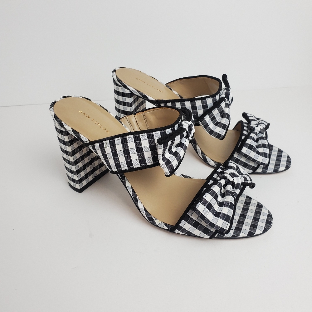 Ann Taylor Striped Heels With Bows Ties